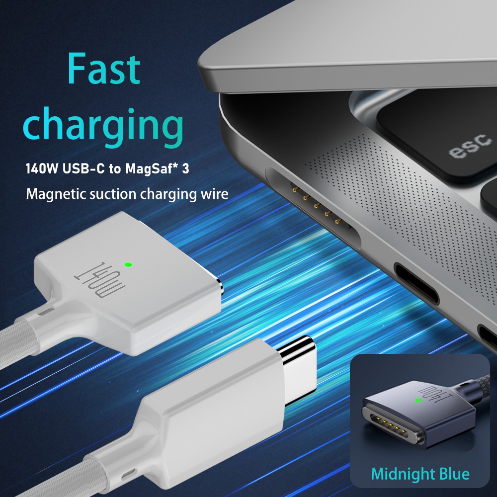 Magnetic suction Type c to Msafe*3 charging cable 140w suitable for the 2023 new laptop RWC156