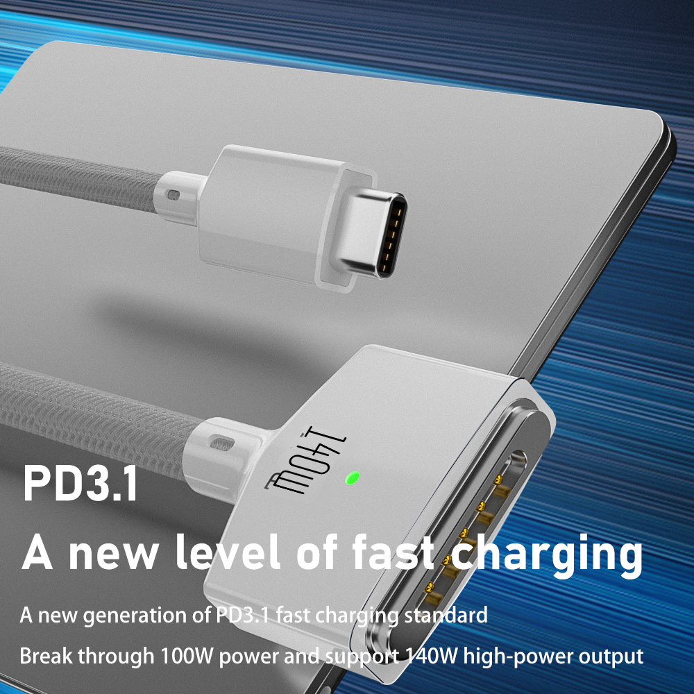 Magnetic suction Type c to Msafe*3 charging cable 140w suitable for the 2023 new laptop RWC156
