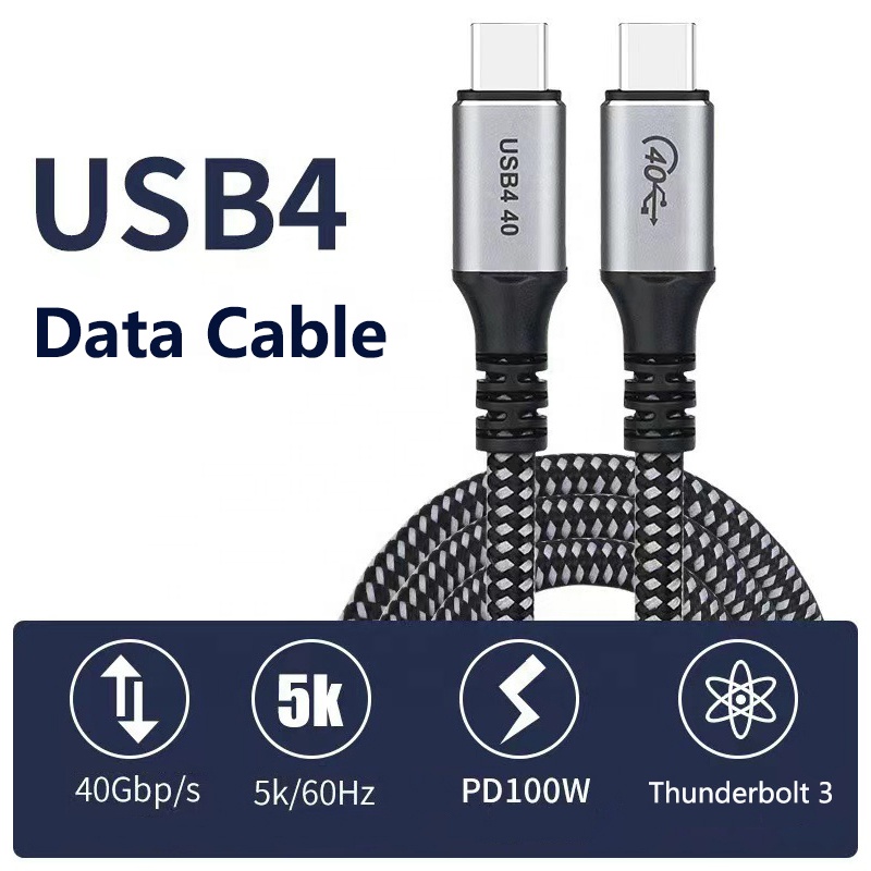 High End 40Gbps 100W PD 5A QC 4.0 Type USB C To USB C Cable USB-C Quick Charge 4.0 Cable Cord RWC161