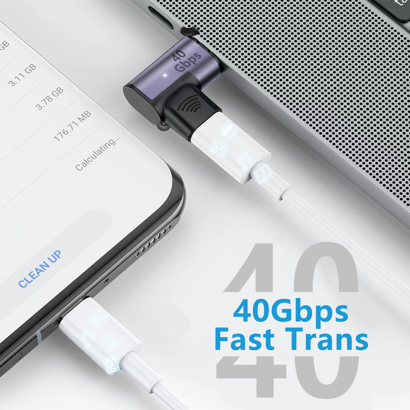 Type-C Female to Male adapter Quick Charging 100W 40Gbps Data Transmission 8K 60Hz Audio 90 degree Elbow Adapter Converter	RWA163