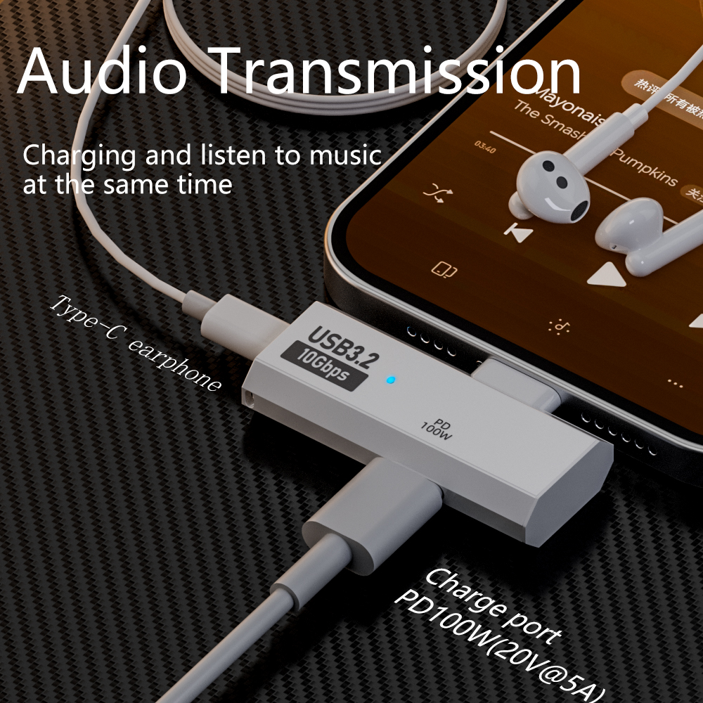 Usb C Male To 2 Usb C Female Extension Converter Adapter Pd 100w Charging Audio Transmission 10gbps Otg Type-C Convert Plug RWA164