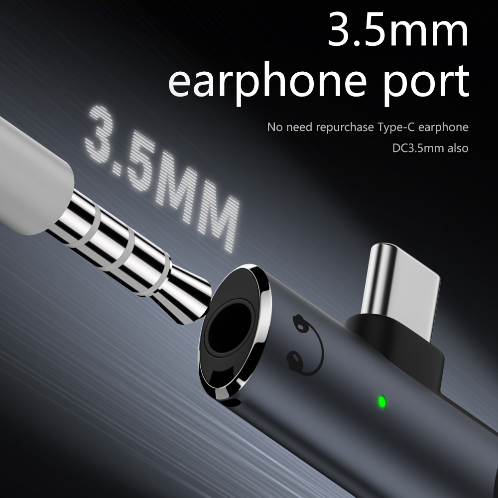 Hot sales charging headphone splitter Converter 2 in 1 Type C 3.5mm USB C jack headphone audio adapter and charge port Plug RWA165
