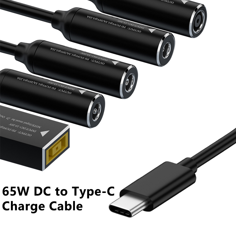 Laptop Charging Wire Dc To Usb-C Type C Power Adapter Converter Laptop Pd65w Dc Female To Usb C Male Connector Cable 5v/9v/20v RWA170