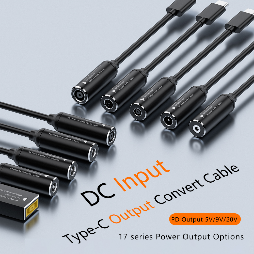 Laptop Charging Wire Dc To Usb-C Type C Power Adapter Converter Laptop Pd65w Dc Female To Usb C Male Connector Cable 5v/9v/20v RWA170