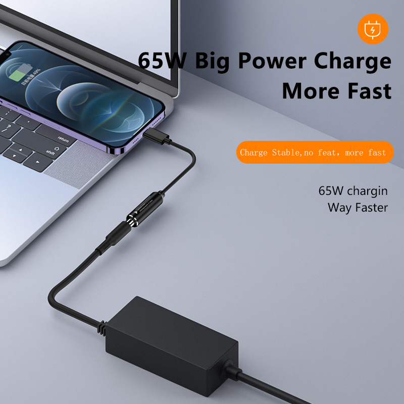 Laptop Charging Wire Dc To Usb-C Type C Power Adapter Converter Laptop Pd65w Dc Female To Usb C Male Connector Cable 5v/9v/20v RWA170