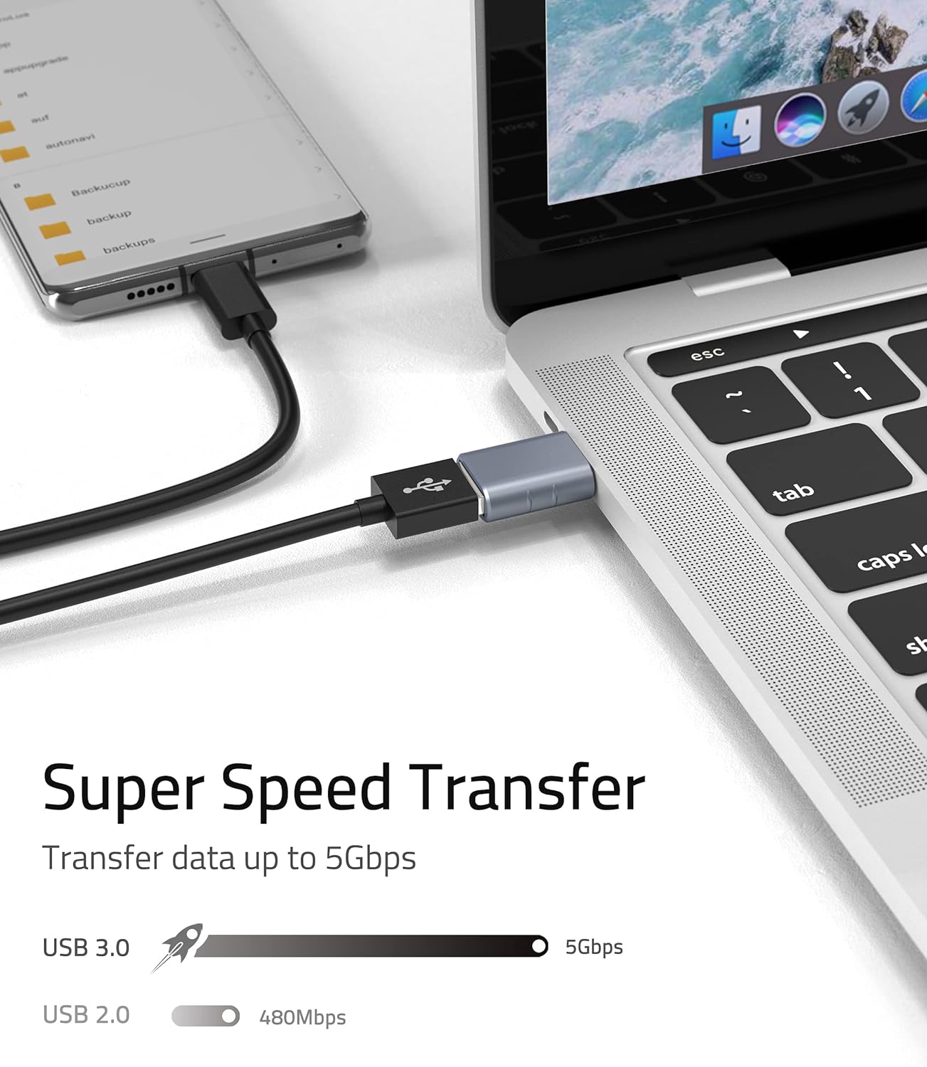 USB C to USB Adapter Pack of 2 USB C Male to USB 3.0 Female Adapter Compatible with MacBook Pro Air 2024, Microsoft Surface, iPad,Samsung Notebook, Dell XPS and More Type C Devices,Space Grey	RWC185