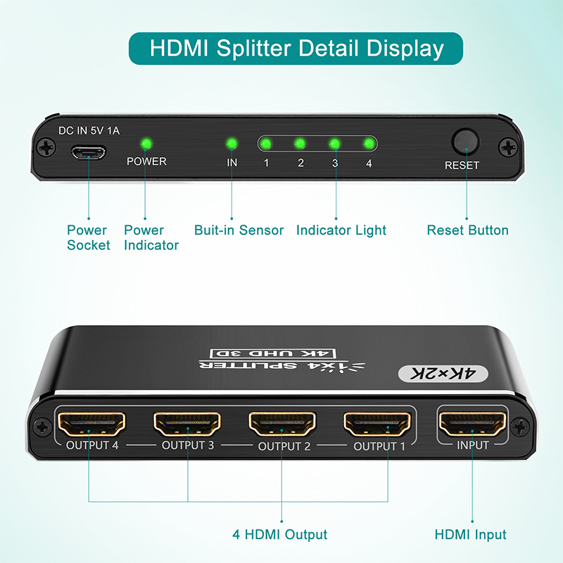 Multiple Hdmi Splitter 1x4 Matrix 4 In1 Out Switch Hd Splitters Hdmi 4k Switch Splitter For 4 Monitors	RWC188