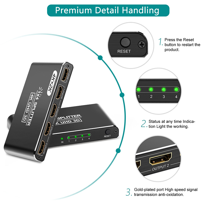Multiple Hdmi Splitter 1x4 Matrix 4 In1 Out Switch Hd Splitters Hdmi 4k Switch Splitter For 4 Monitors	RWC188