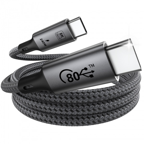 Braided 8K Built-in Emarker Chip 20V 5A PD100W 1M USB4.0 Certified Gen3 Fast Charging Cable USB C to C 40Gbps Coaxial Data Cable	RWC194