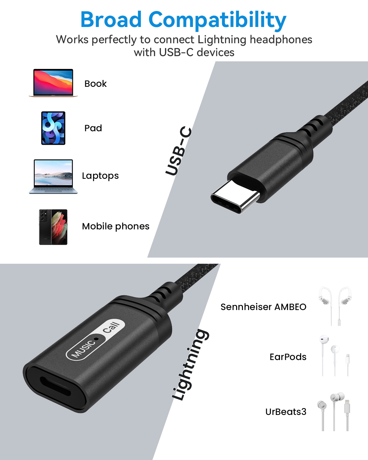 Type C To Lighting Adapter Type-C Converter Adapter Cable	RWC198