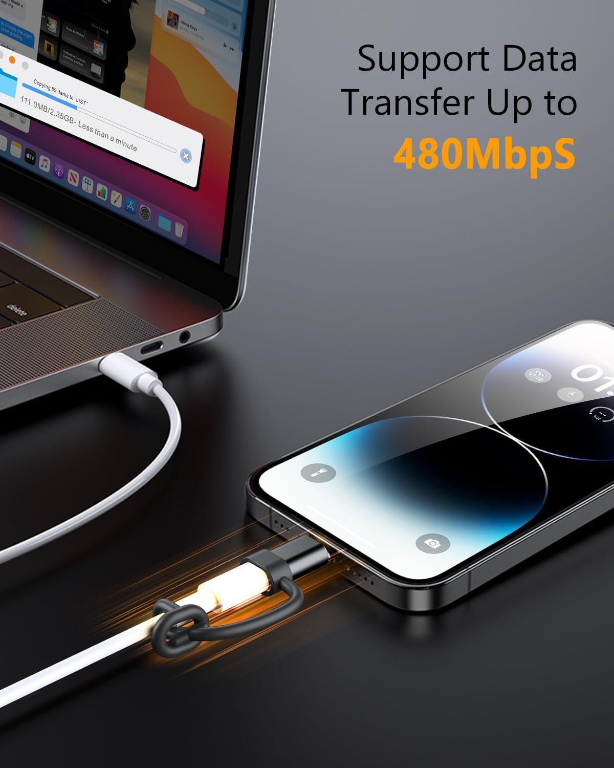 USB C to Lightning Adapter 27W PD Fast Charging for iPhone 14/13/12/11,for iPad Pro/Air/Mini,for AirPods F-ADP001