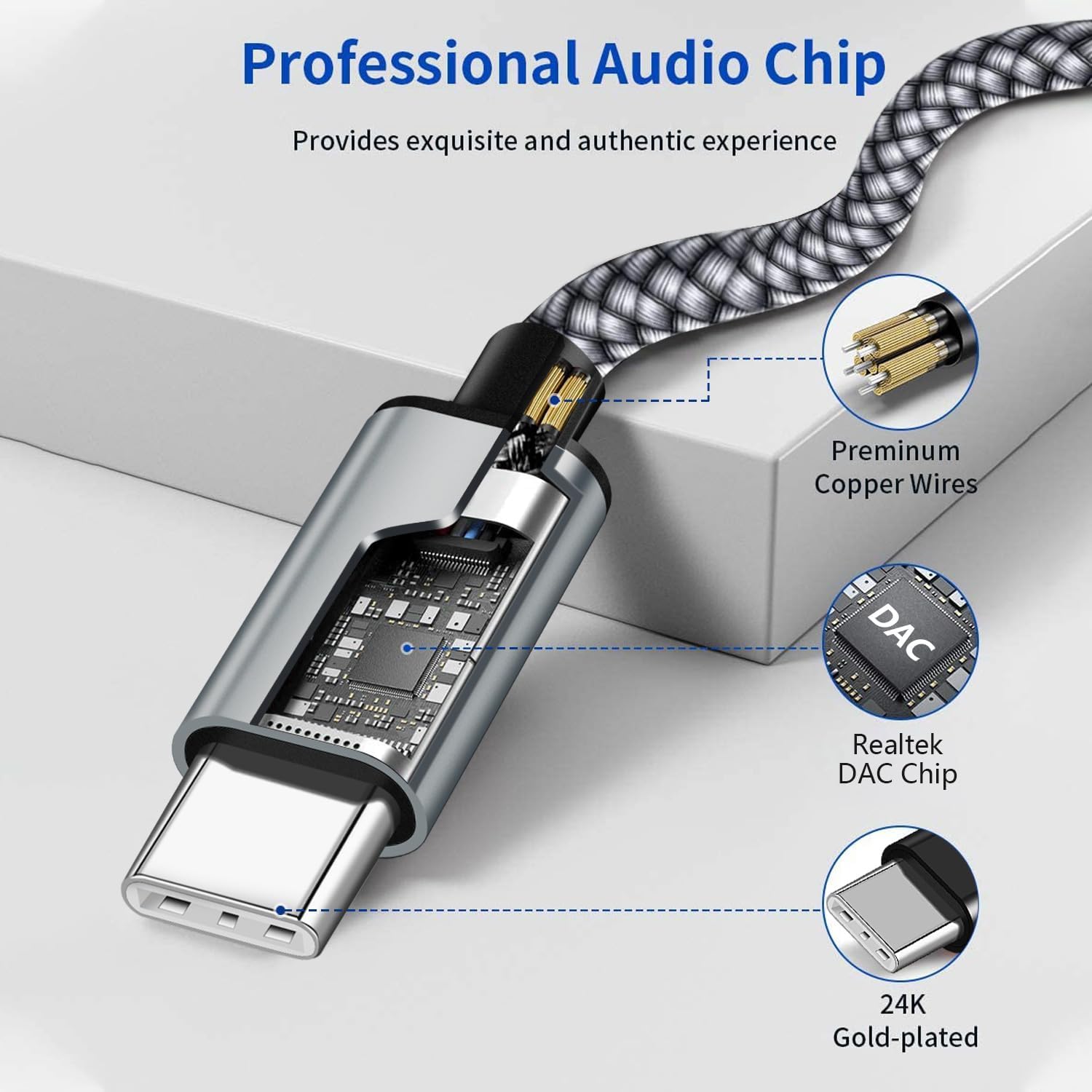 USB C to 3.5mm Aux Cable with Charger for Car 