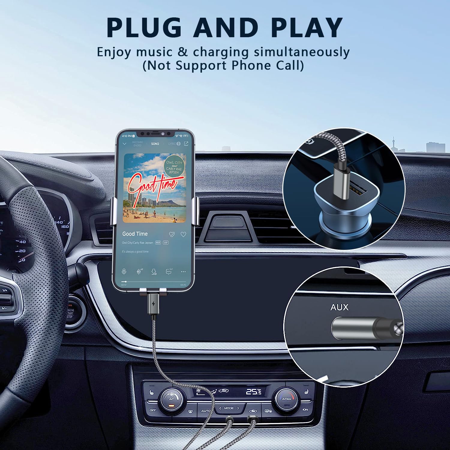USB C to 3.5mm Aux Cable with Charger for Car 