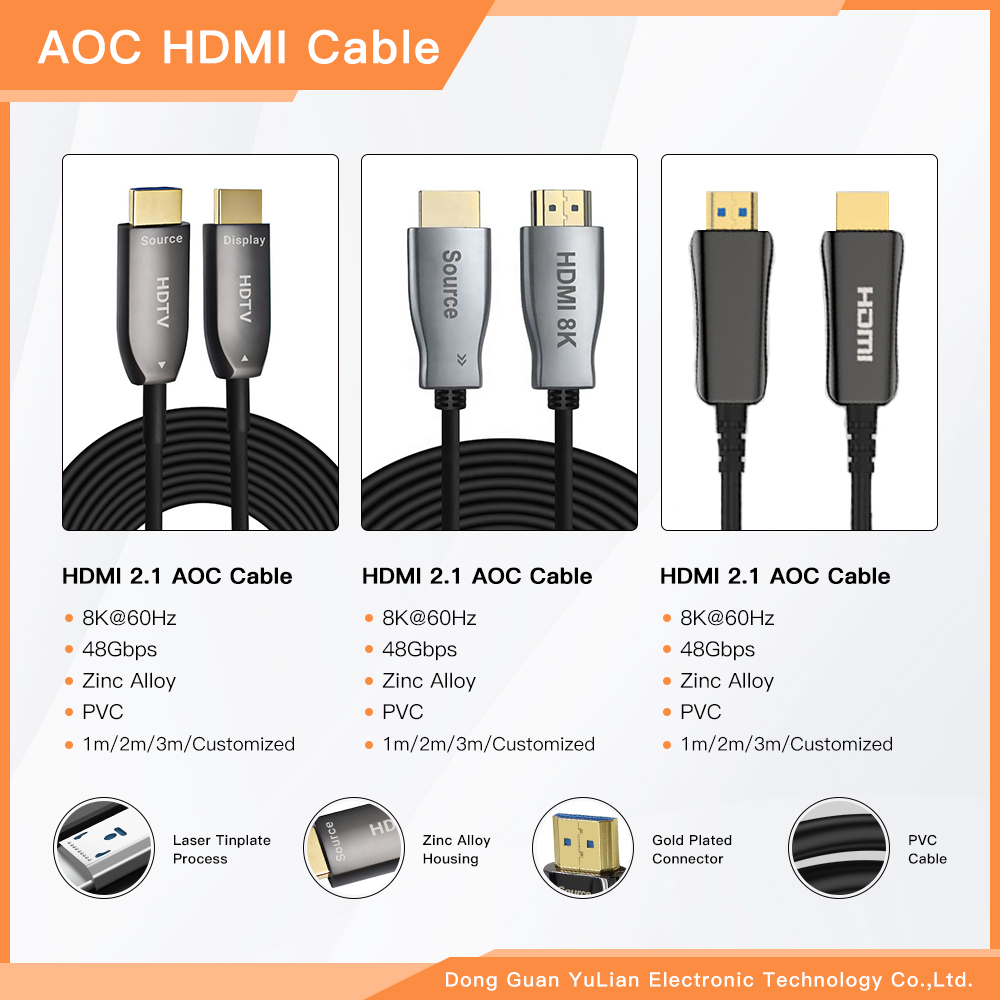 Fiber Optic HDMI2.1 AOC HD Video DP2.1 Cable 60Hz 8k 4k Hdmi Cable For TV to Gaming Monitors	RWC199