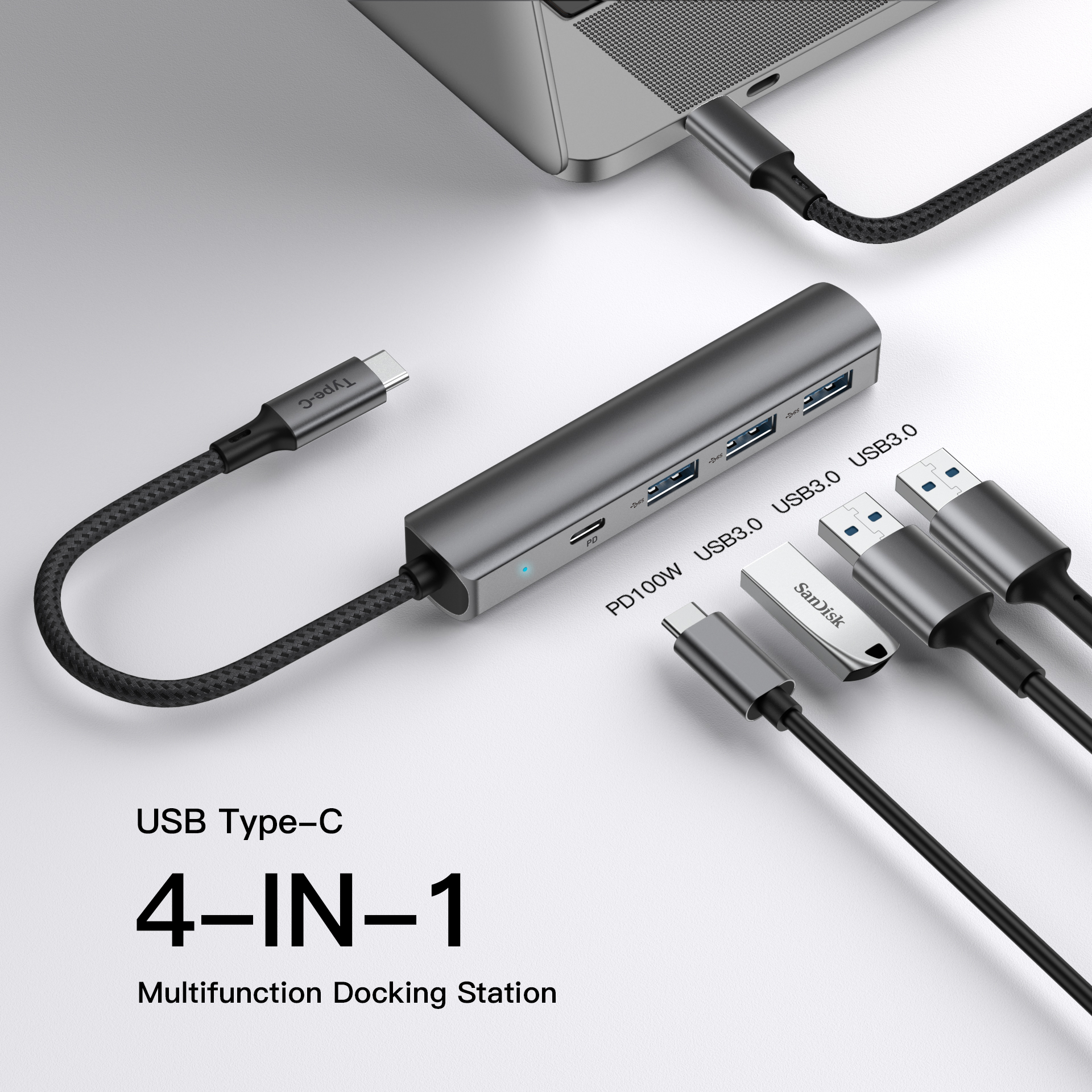 Multifunction Type-C Charge with Ethernet to RJ45 HDMI 6 Port Type C to USB C 6 in 1 3.0 HUB Adapter Laptop Docking	RWC200