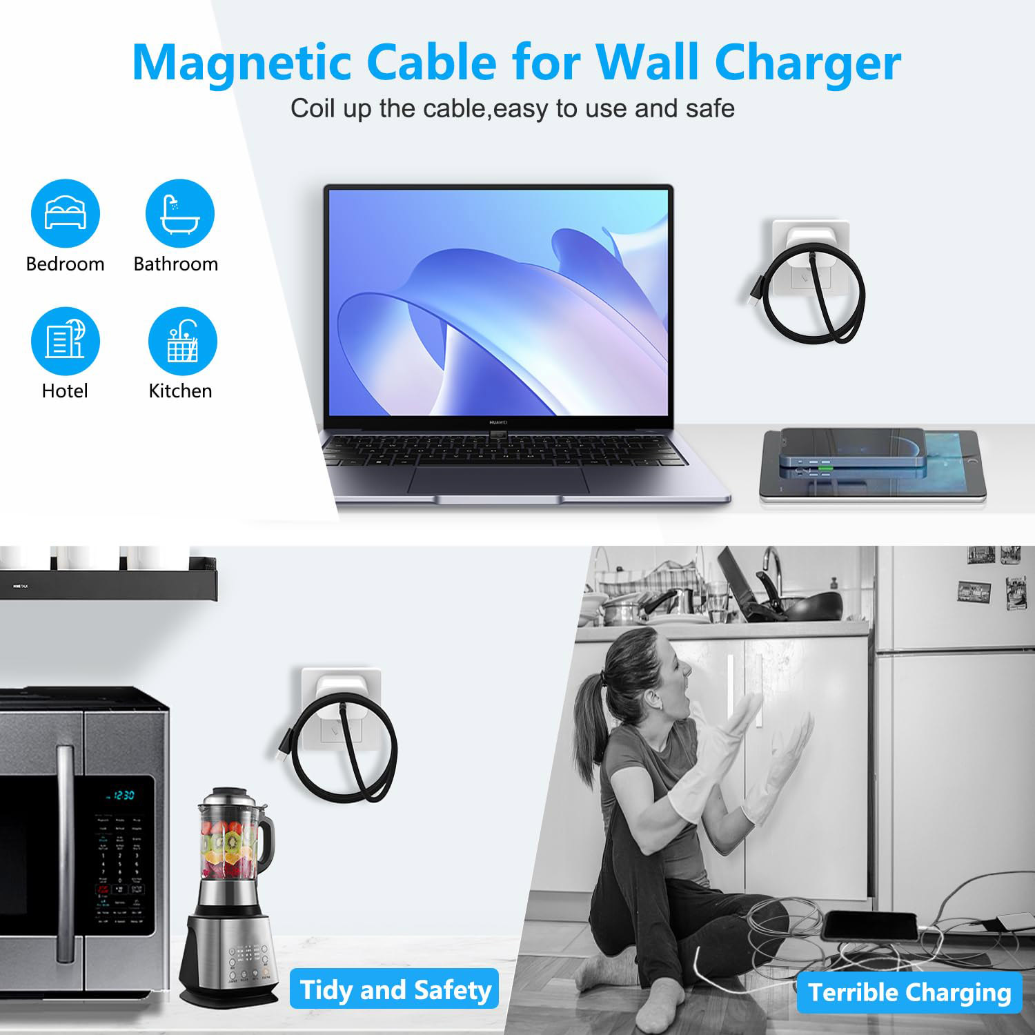 Magnetic Braided fast charging cable 1m 3A 66w self coiling attaching organizing Usb C To C Magnetic Fast Charging Data Cable