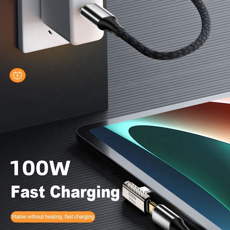 90 Degree Angle PD 100W 5A 8K 60Hz Metal 20Gbps Charging Date Transfer USB4 USB 4.0 Type C Male To Female Adapter