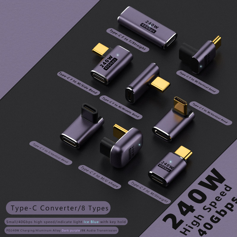 USB type C data charging 40gbps 240W female to female extender adapter