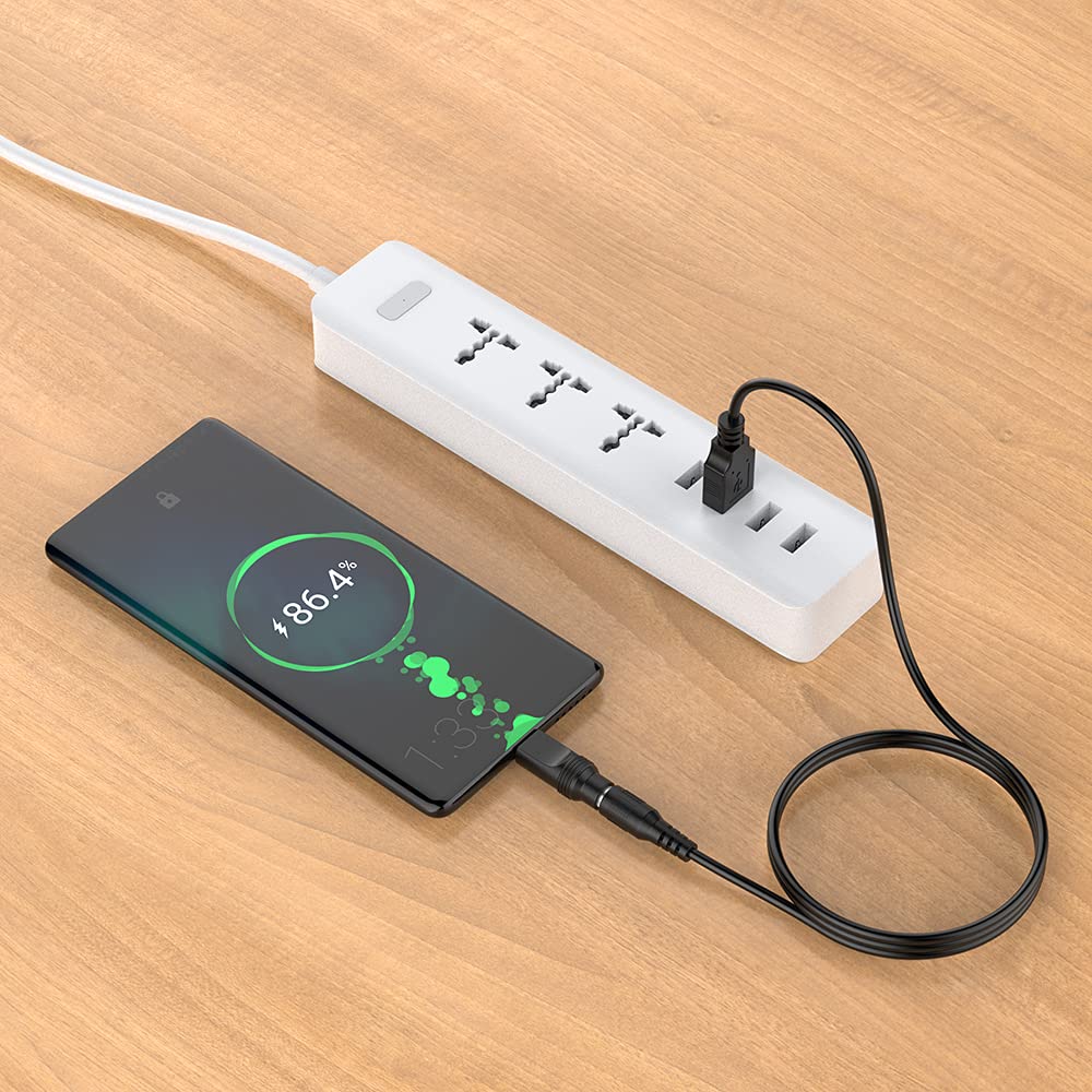 USB to DC 5V Power Cord, Universal DC 5.5x2.1mm Plug Jack Charging Cable with 10 Connector Tips