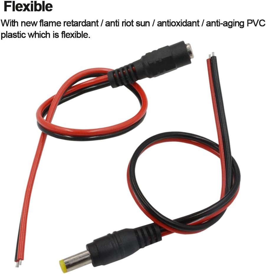 12V 5A DC Power Pigtail Barrel Plug Connector Cable