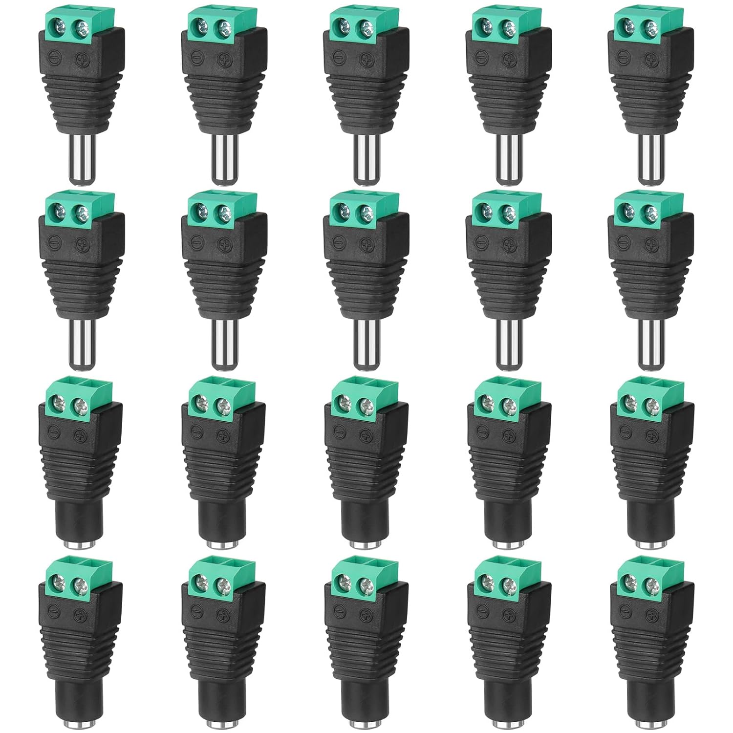 12V DC Adapter Plug 5.5mm x 2.1mm, 10 Pair