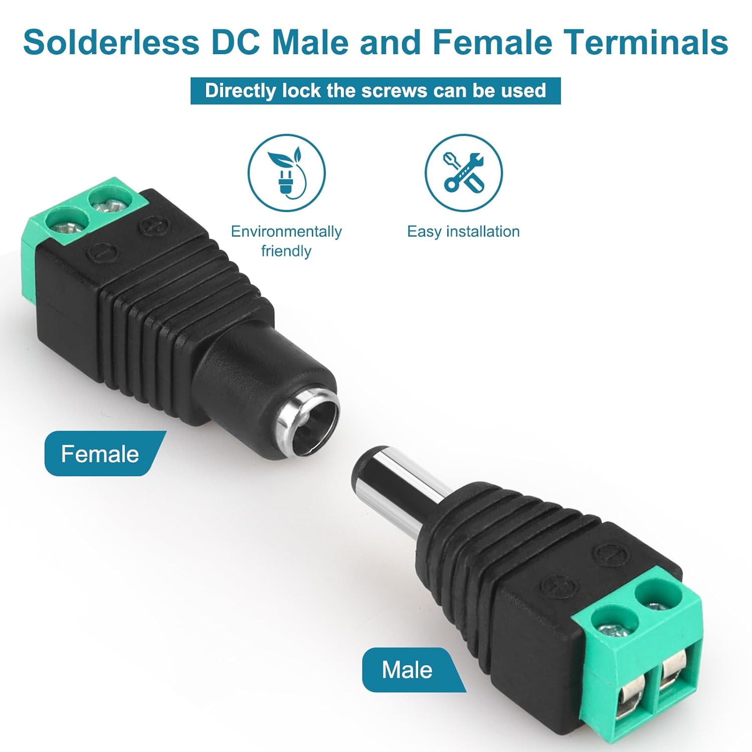 12V DC Adapter Plug 5.5mm x 2.1mm, 10 Pair