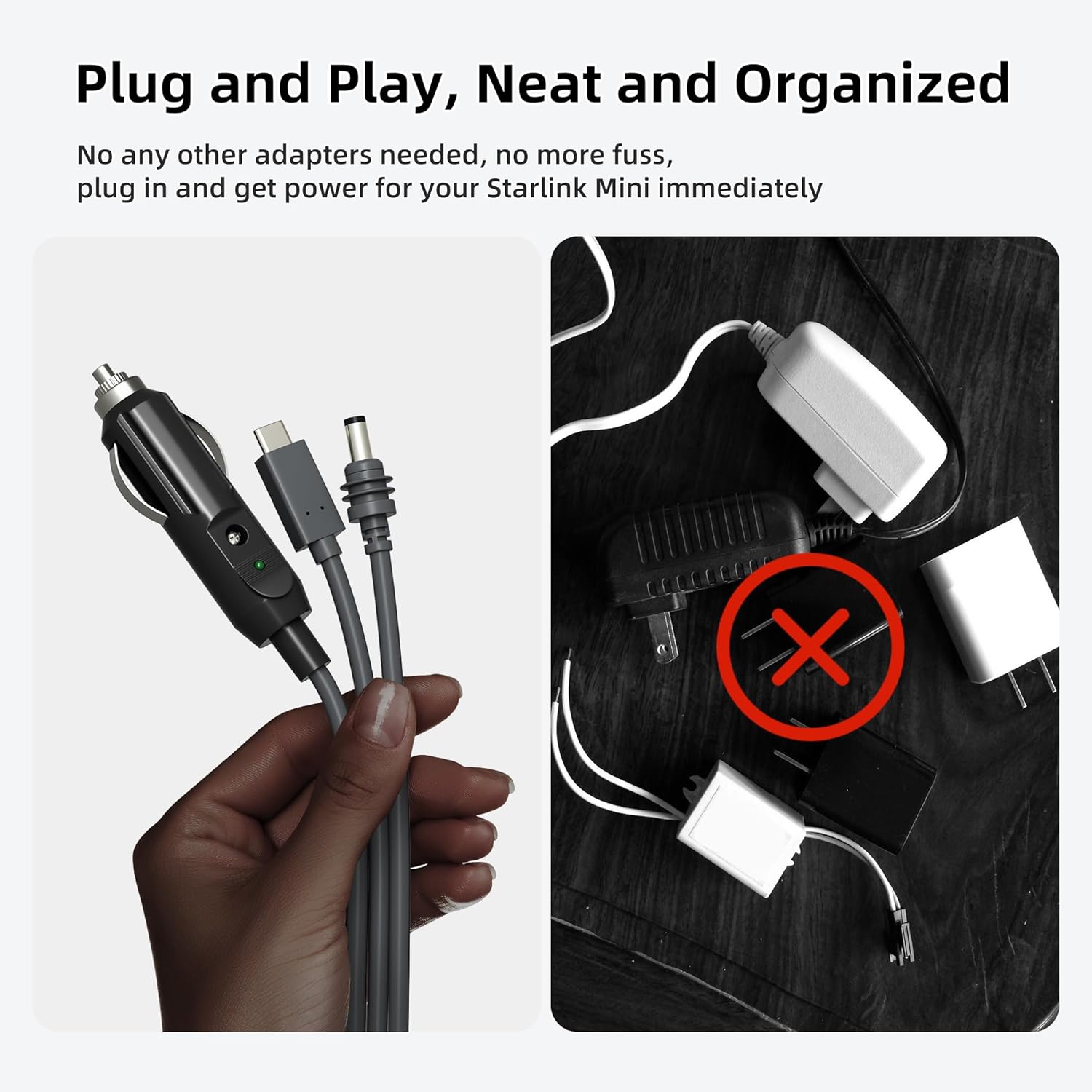 Starlink Mini 3 in 1 DC Power Cable 10FT