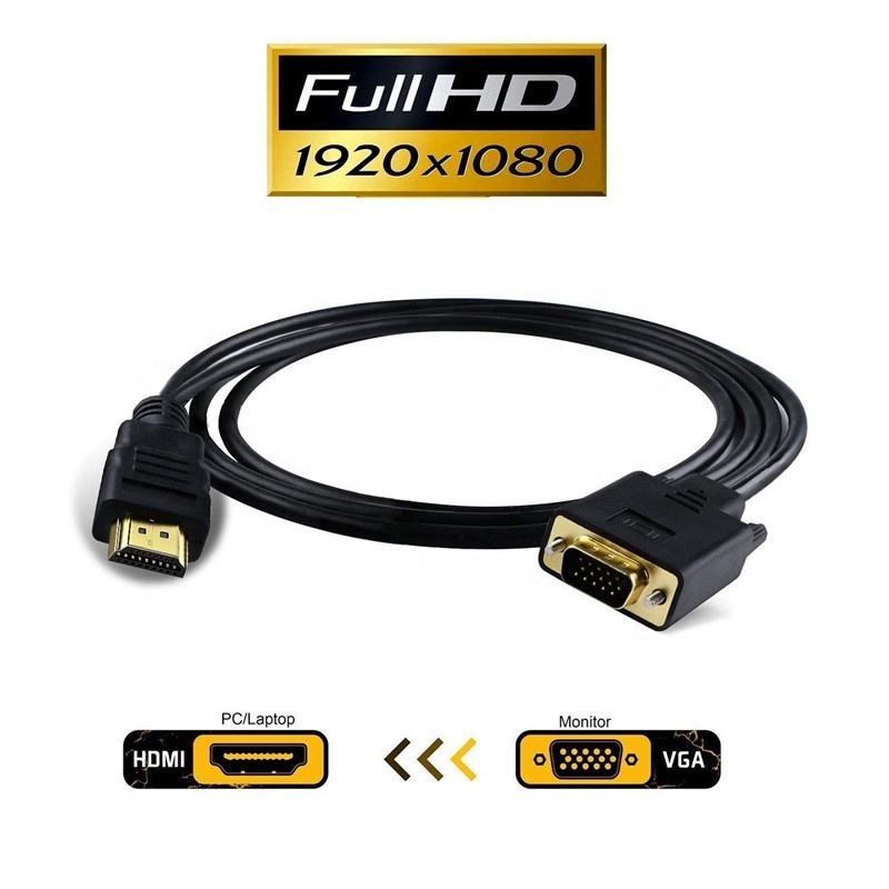 1.8m HDMI Male Input to VGA Male Output Video Converter Adapter Cable Laptop to Monitor