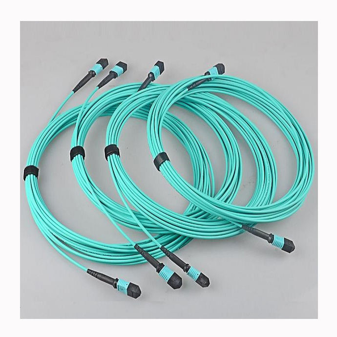 12 Core Aqua MicroCable Fiber Optic Patch Cord SM OM3 OM4 MPO MTP Optical Trunk Cable