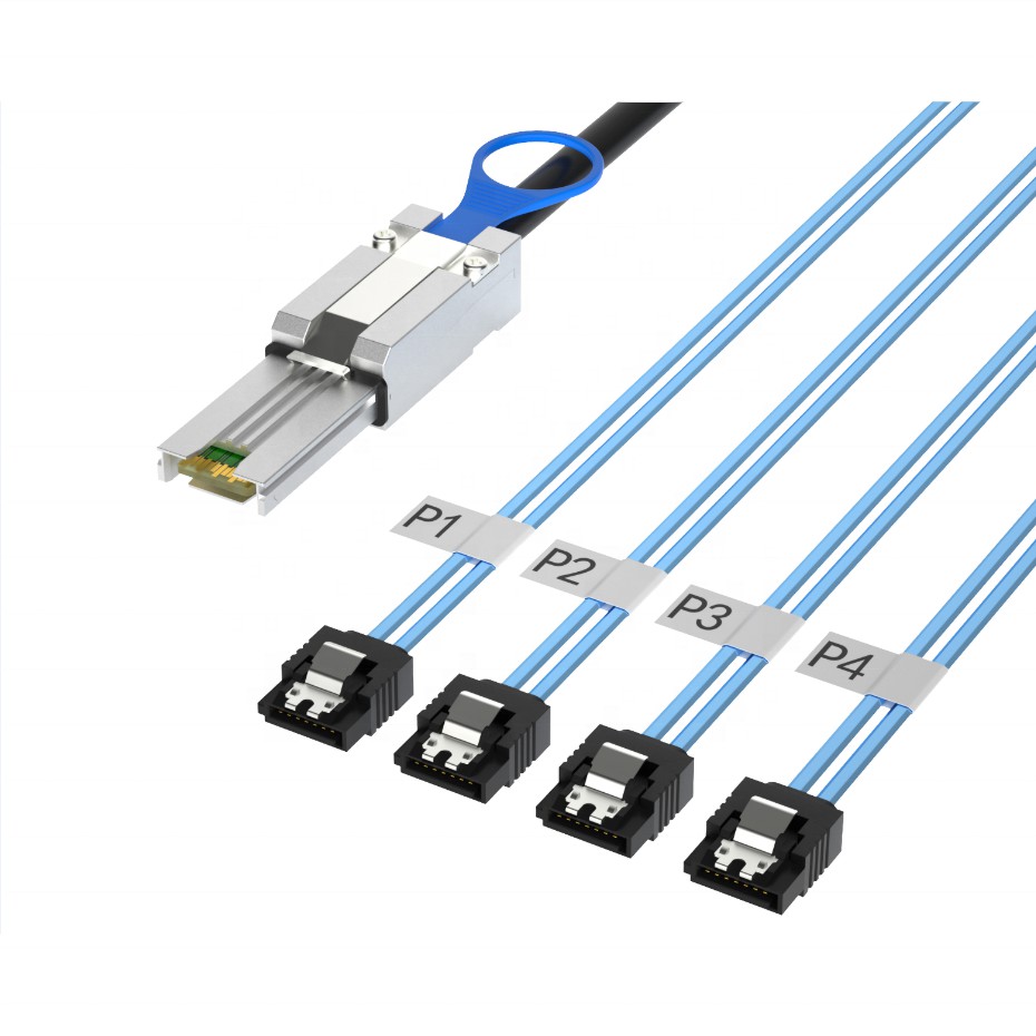 1M External HD Mini 4 SATA 7PIN to 4 SATA 7Pin Female With Latch Controller Cable