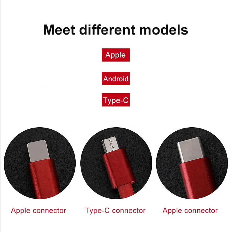USB Cable 3 in 1 OEM Gift Logo Customization Retractable Charging Cable TPE Usb Cable for 8 Pin Iphone for Android for Samsung