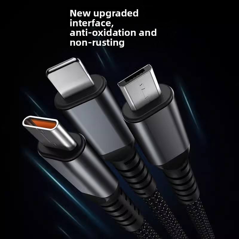Hot selling 3 in 1 100W Night-luminous Universal USB Cable Universal Cell Phone USB Type-C Cable /Android charging cable