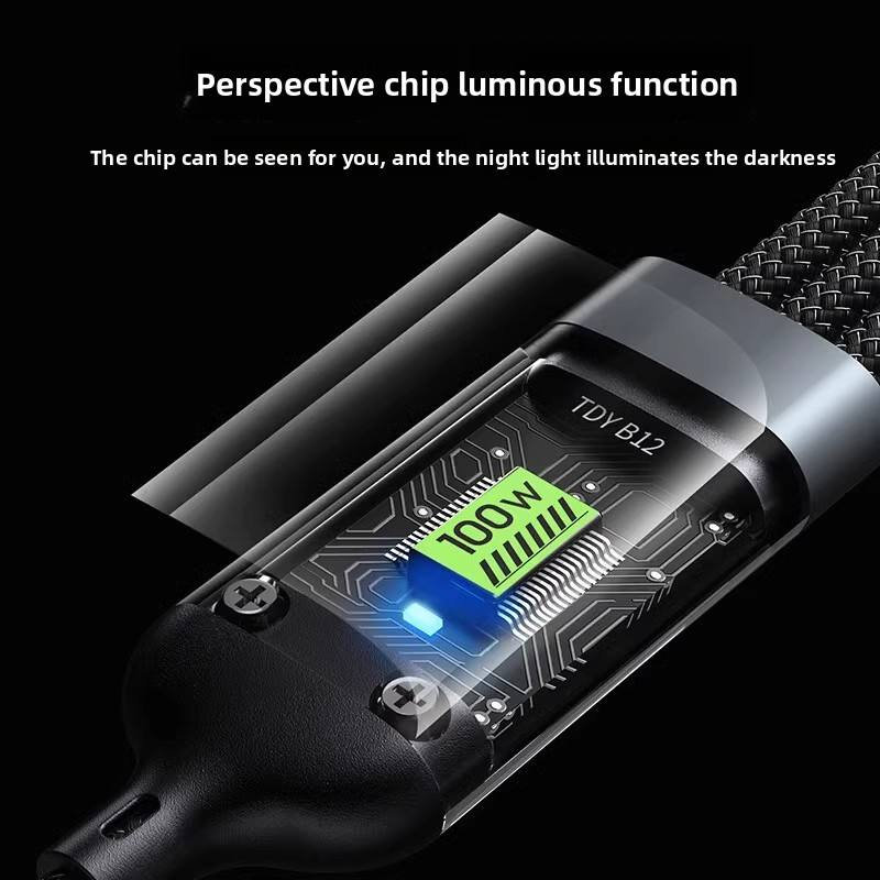 Hot selling 3 in 1 100W Night-luminous Universal USB Cable Universal Cell Phone USB Type-C Cable /Android charging cable