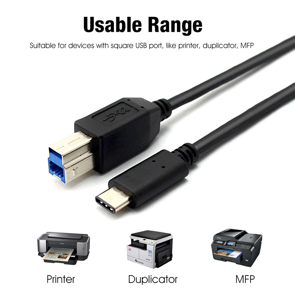 Super Speed USB-A to USB-B Type 3.0 Cable Support 5Gbps for for Printer Scanner HP Canon Lexmark Epson Dell USB B Male Cable