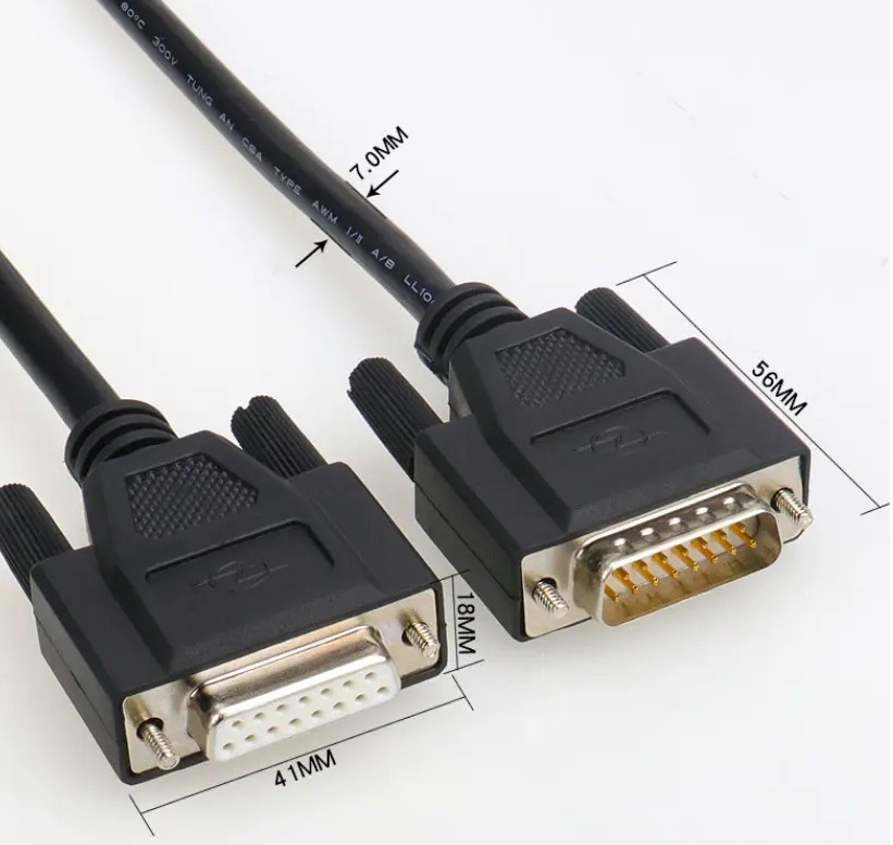 Factory Direct Custom D SUB Connector DB9 DB15 DB25 DB50 Male to Female Cable RS232 Cable