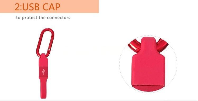 Portable Key Chain USB Cable Colorful Short Flat Cable for Smart Phone Charge Data Transfer Promotional Gift
