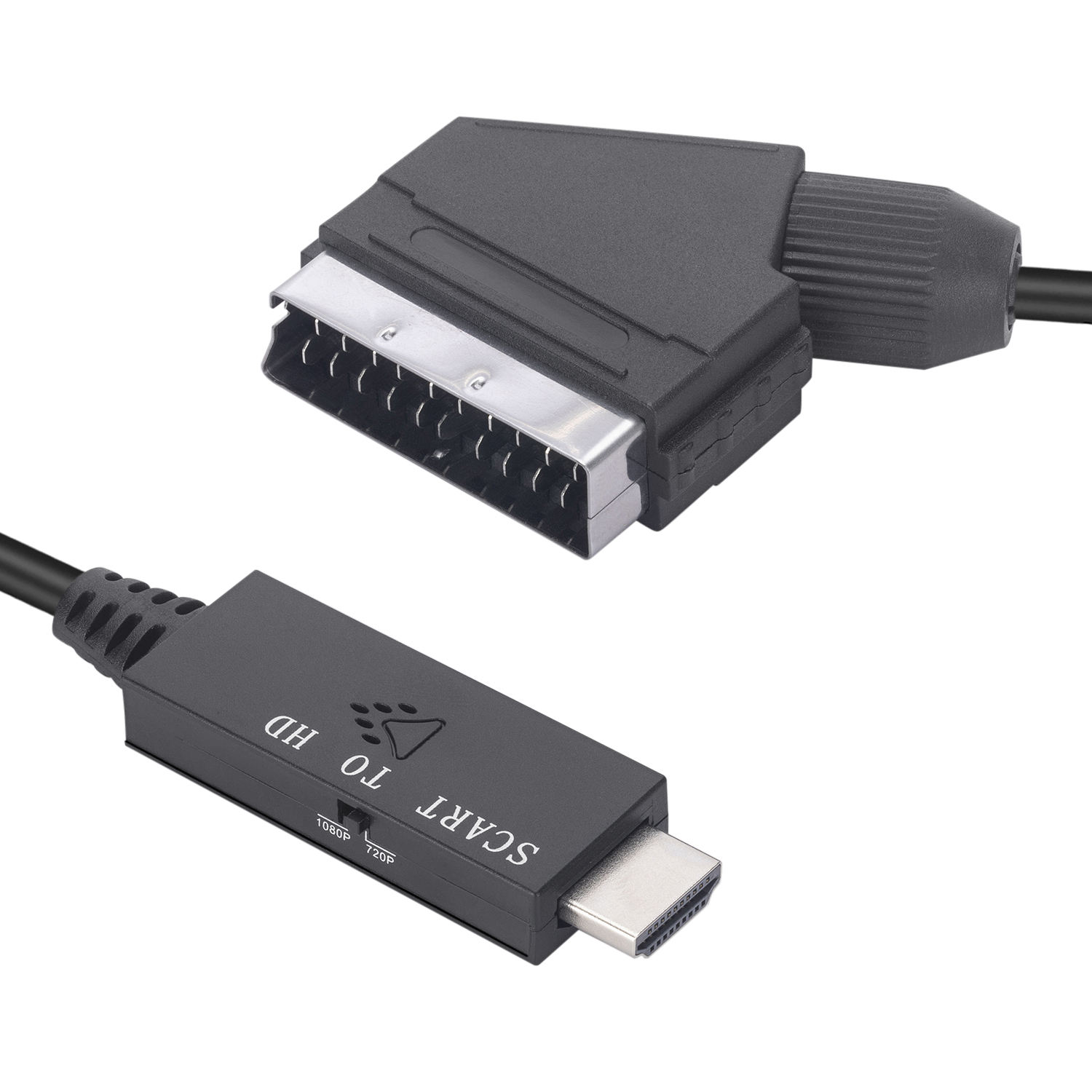 SCART to HDMI Converter with HDMI Cable Scart in HDMI Out HD 720P/1080P Switch Video Audio Converter Adapter for HDTV