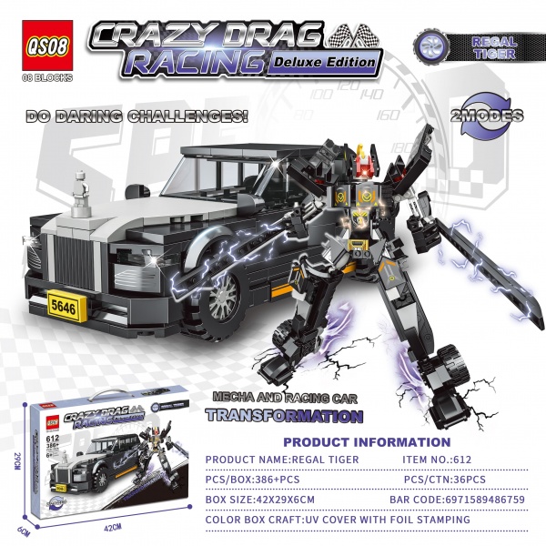 #612#386+PCS latest racing mecha deformation series assembled building blocks: Luxury tiger