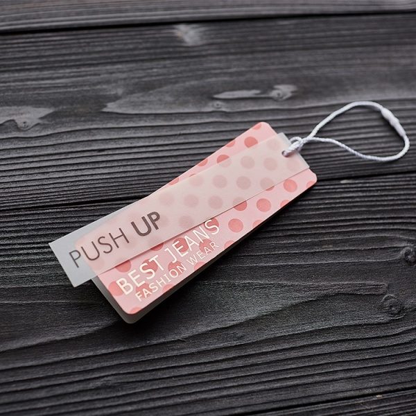 Eco Friendly Recycled Clothing Clear Plastic Hang Tag For Jeans Printed Paper Hang Tag Clear PVC Hang Tag