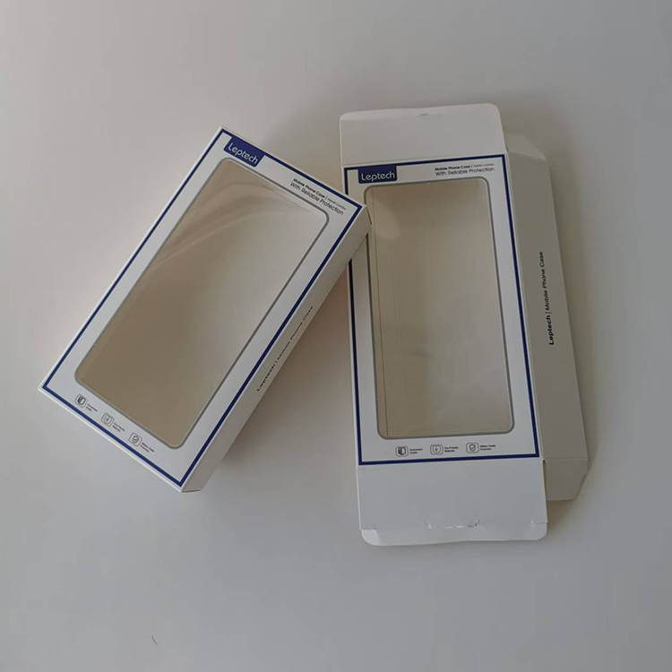 Custom Packaging Box With PVC Window Customized White Cardboard Box With PET Clear Window Mobile Phone Package Box Printing