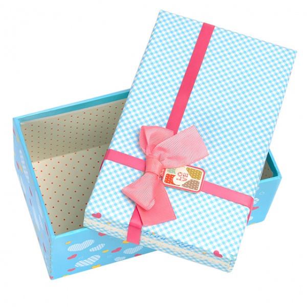 Custom Luxury Paper Box Hard Rigid Cardboard Gift Box With Foam Insert Packaging Gift Box With Bowknot Ribbon For Girls