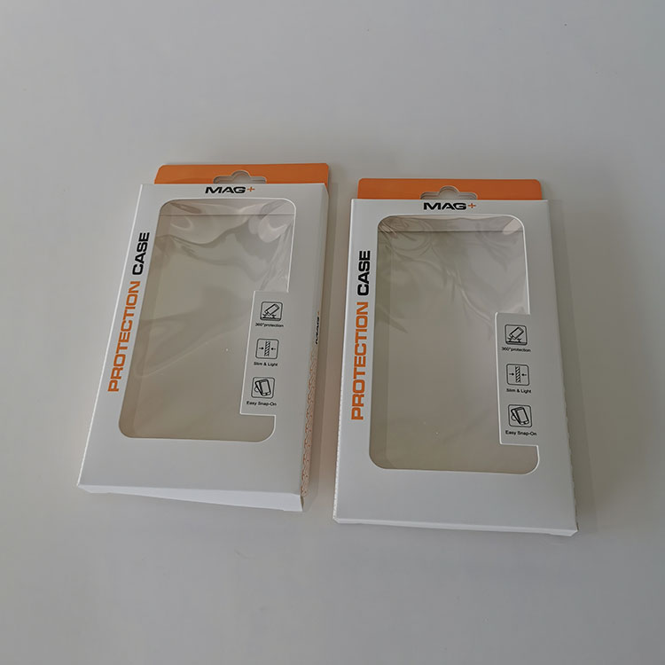 Customized Charger Data Cable Headset Paper Packaging Box With Hanger Phone Accessories Paper Boxes Package Box With PVC Window