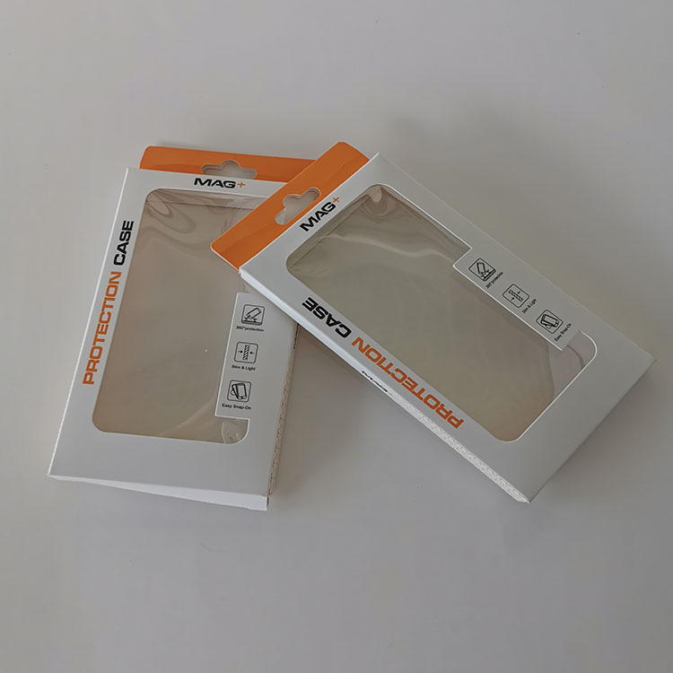 Customized Charger Data Cable Headset Paper Packaging Box With Hanger Phone Accessories Paper Boxes Package Box With PVC Window