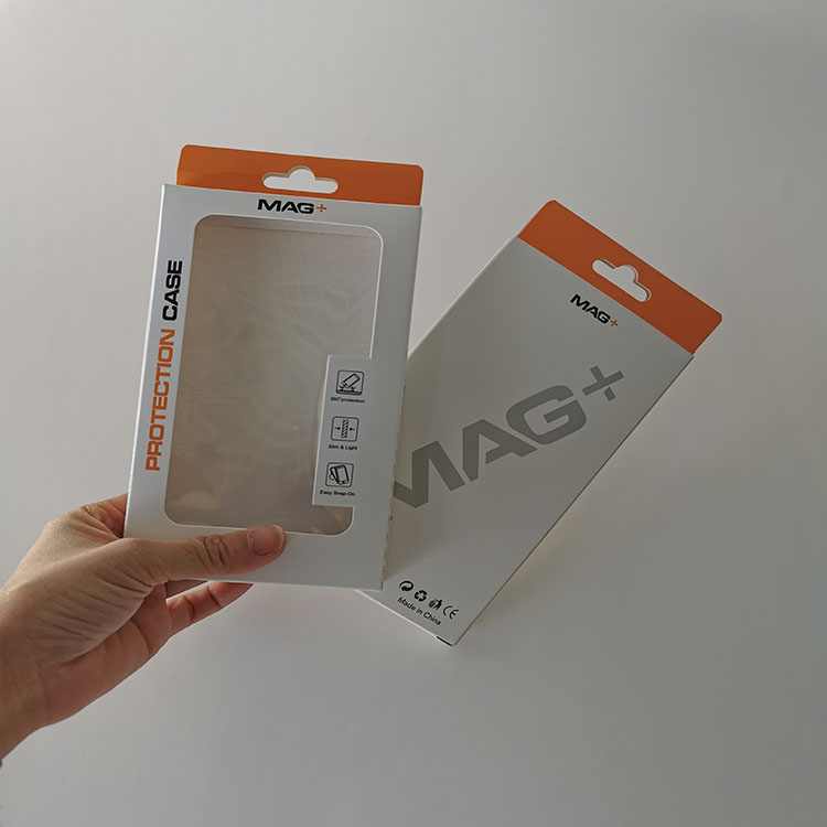 Customized Charger Data Cable Headset Paper Packaging Box With Hanger Phone Accessories Paper Boxes Package Box With PVC Window