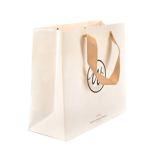 Custom Art Paper Bag for Clothing Socks Custom White Paper Bag With Ribbon Garment Shopping Bag Printing