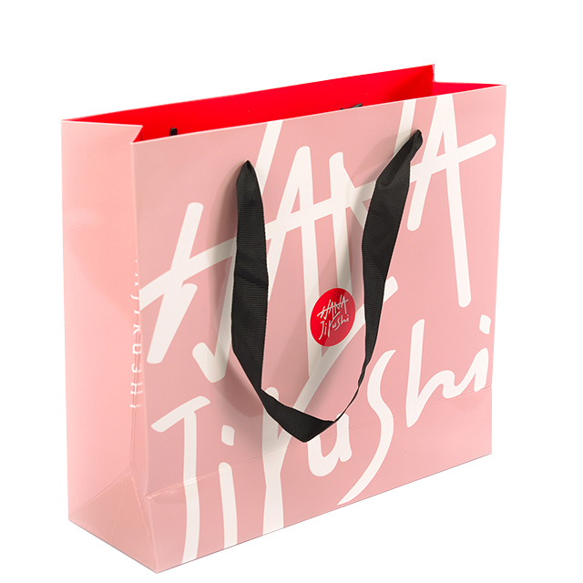 Customized Clothes Gift Packaging Bag With Ribbon White Cardboard Shopping Paper Bag With Ribbon Handle Shoes Gift Shopping Bag