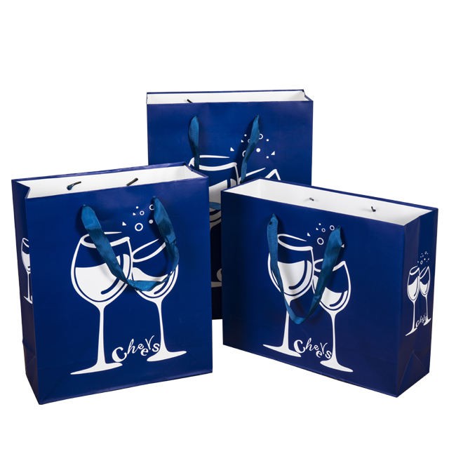 Customized Red Wine Square Paper Bags With Handle Wine Package Bags Beer Pakcage Bags Printing