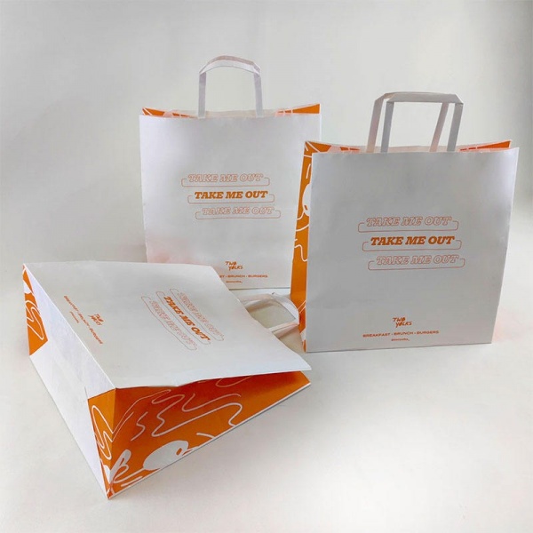 Custom White Kraft Paper Bag Carry Out Package Bag Shopping Brown Kraft Paper Bag With Handle
