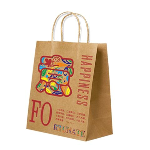Custom White Kraft Paper Bag Carry Out Package Bag Shopping Brown Kraft Paper Bag With Handle