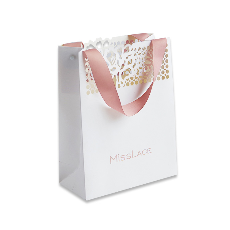 Custom Promotions Clothing Shoe Paper Bag With Ribbon Eco-Friendly Paper Bag with Handle White Cardboard Paper Bag for Shopping